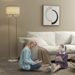 Lampe sur pied Delreo moderne tissu métal doré