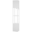 Lampadaire Lumroena moderne avec étagères et abat-jour grillagés blanc