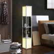 Lampadaire Lumroena moderne avec étagères et abat-jour grillagés blanc