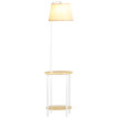 Felono Lampadaire sur pied étagères bois et tissu blanc