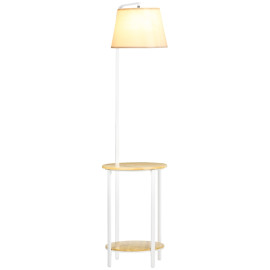 Felono Lampadaire sur pied étagères bois et tissu blanc