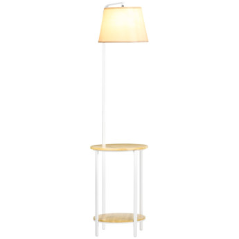 Felono Lampadaire sur pied étagères bois et tissu blanc