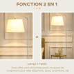 Felono Lampadaire sur pied étagères bois et tissu blanc