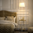 Felono Lampadaire sur pied étagères bois et tissu blanc