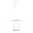Felono Lampadaire sur pied étagères bois et tissu blanc
