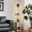 Lampadaire Erlaros moderne étagères tiroir LED blanc