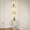 Lampadaire Erlaros moderne étagères tiroir LED blanc