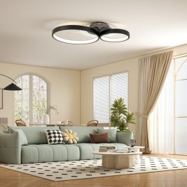 Plafonnier Velenne LED moderne 3 anneaux réglable noir