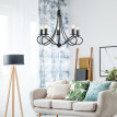 Lustre suspension Marviot néo rétro 5 chandeliers noir