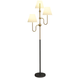 Raloen Lampadaire sur pied 3 lumières E27 or blanc