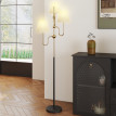 Raloen Lampadaire sur pied 3 lumières E27 or blanc