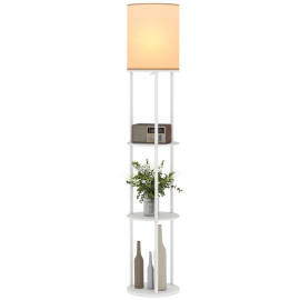 Lampadaire Camiel étagères LED télécommande blanc