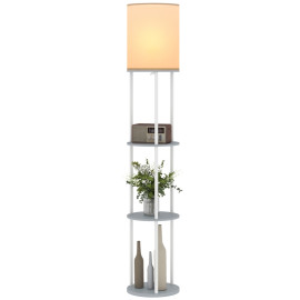 Lampe sur pied Velum étagères LED télécommande gris