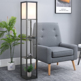 Lampadaire étagère Rosrio rangement design noir