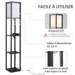 Lampadaire étagère Rosrio rangement design noir
