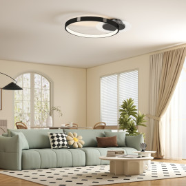 Plafonnier LED Doroal moderne 2 anneaux dimmable noir