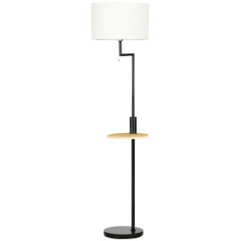 Lampadaire Isiaeo étagère bambou USB noir