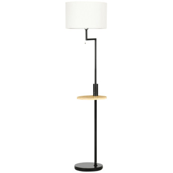 Lampadaire Isiaeo étagère bambou USB noir