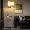 Lampadaire Isiaeo étagère bambou USB noir