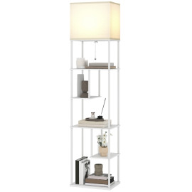 Lampadaire Olval avec étagères LED réglable télécommande blanc