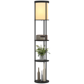 Monter lampadaire étagères design rond télécommande noir