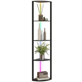 Lampe sur pied Rosario LED RGB avec étagères télécommande Noir