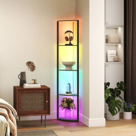 Lampe sur pied Rosario LED RGB avec étagères télécommande Noir