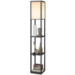 Lampadaire Emven étagères LED réglable USB Noir