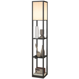 Lampadaire Emven étagères LED réglable USB Noir