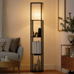 Lampadaire Emven étagères LED réglable USB Noir