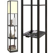 Lampadaire Emven étagères LED réglable USB Noir