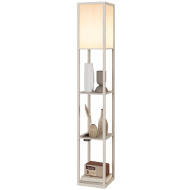 Delys lampe sur pied étagères LED USB blanc chêne