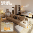 Delys lampe sur pied étagères LED USB blanc chêne