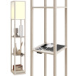 Delys lampe sur pied étagères LED USB blanc chêne