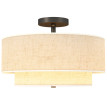 Mareo Suspension plafond double abat jour lin crème