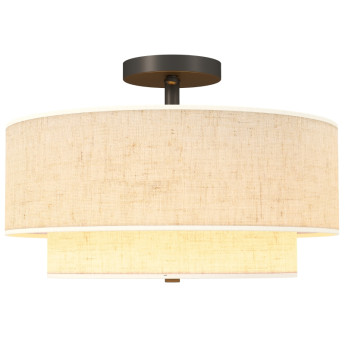 Mareo Suspension plafond double abat jour lin crème