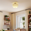 Mareo Suspension plafond double abat jour lin crème