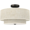 Mareo Suspension plafond double abat jour lin crème