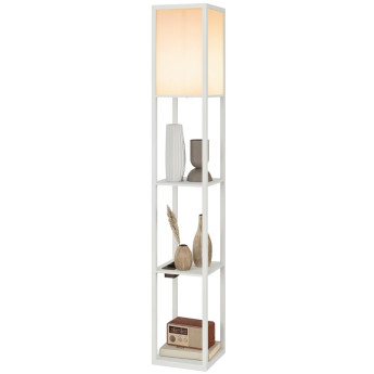 Lampadaire Montria tablettes LED USB blanc