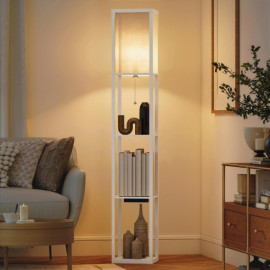 Lampadaire Montria tablettes LED USB blanc