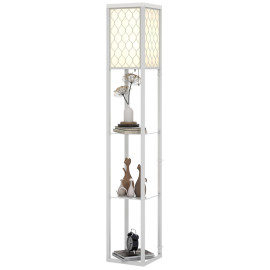 Lampe sur pied Perio 2 en 1 avec étagères E27 Blanc