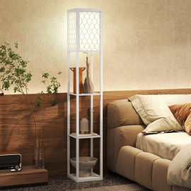 Lampe sur pied Perio 2 en 1 avec étagères E27 Blanc