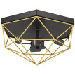 Lampe de plafond Eleson plafonnier industriel géométrique noir et or