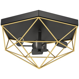 Lampe de plafond Eleson plafonnier industriel géométrique noir et or