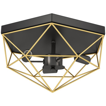 Lampe de plafond Eleson plafonnier industriel géométrique noir et or