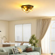 Lampe de plafond Eleson plafonnier industriel géométrique noir et or