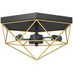 Lampe de plafond Eleson plafonnier industriel géométrique noir et or