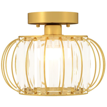 Plafonnier Aubval LED Cage Cristal Moderne Or