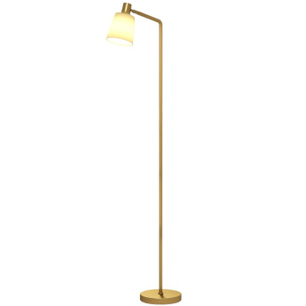 Lampe sur pied Rivria LED dimmable abat jour pivotant blanc doré