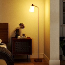 Lampe sur pied Rivria LED dimmable abat jour pivotant blanc doré